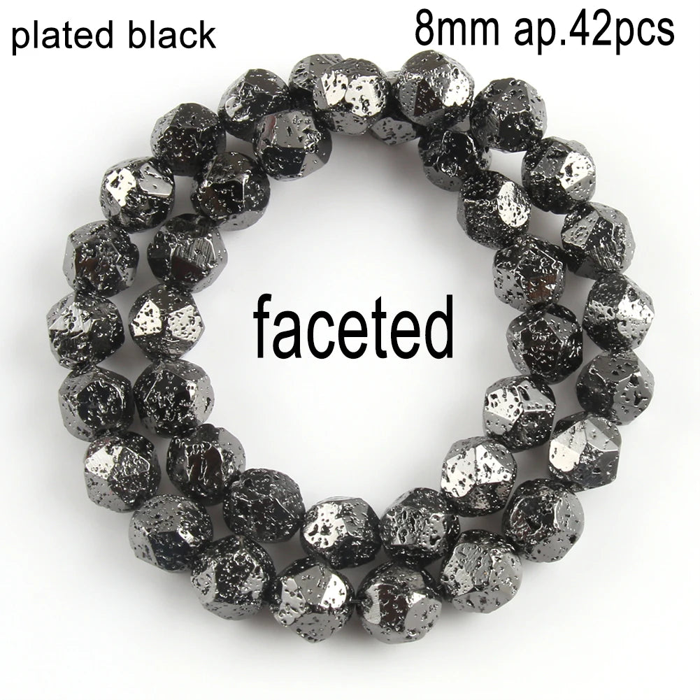 Stone Beads Black Volcanic Lava Spacer Waist Bracelets Necklace Craft Beads
