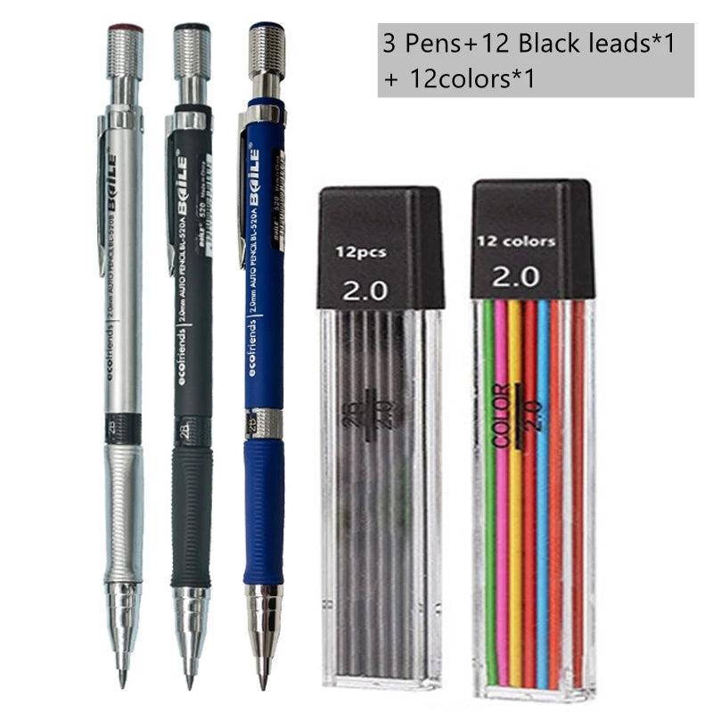 2.0mm Mechanical Pencil Set, 2B — Pencils & Lead Refills for Drawing & Sketching