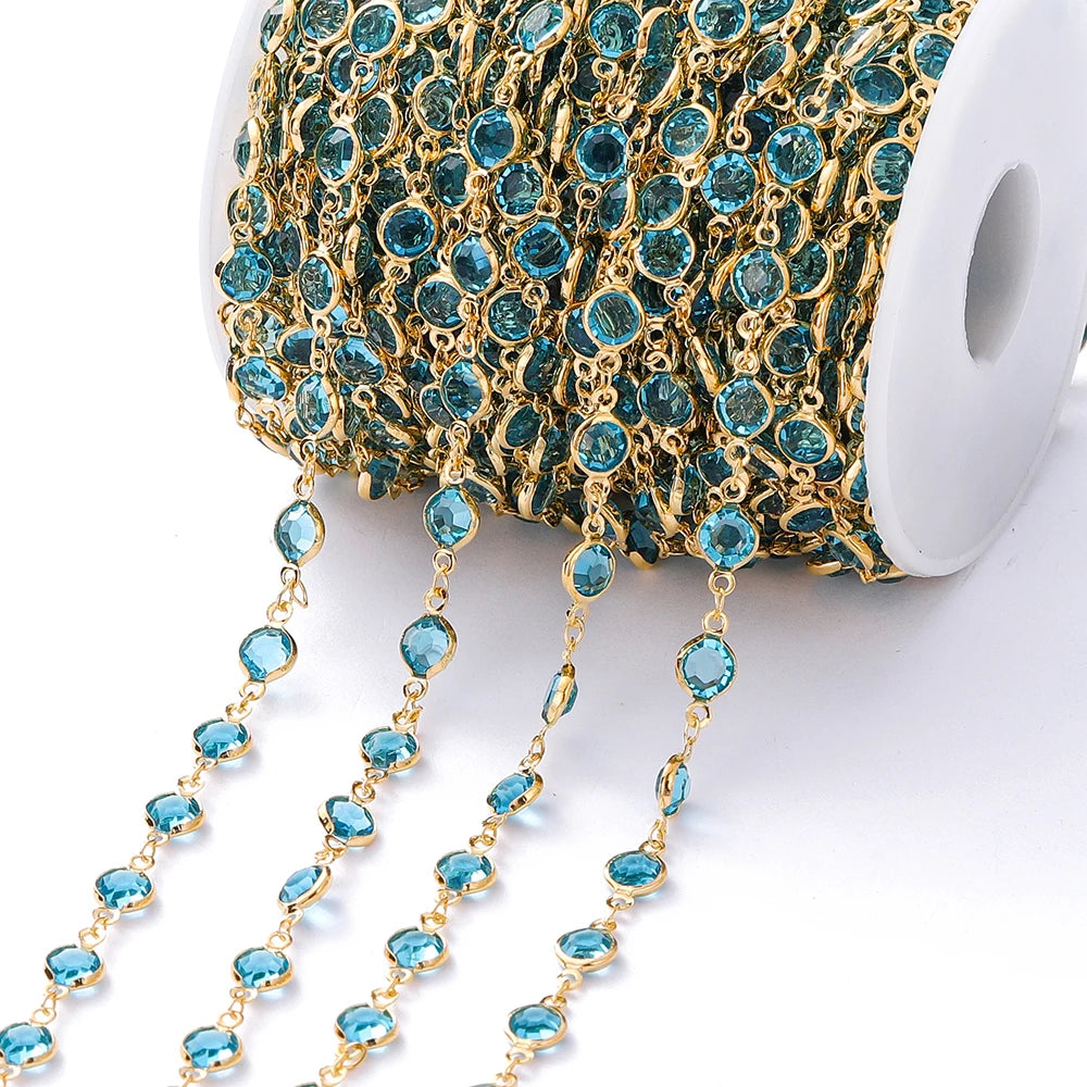 Metal Beads Colorful Crystal Beaded Chain Glass Necklace Chain Bracelet Supplies