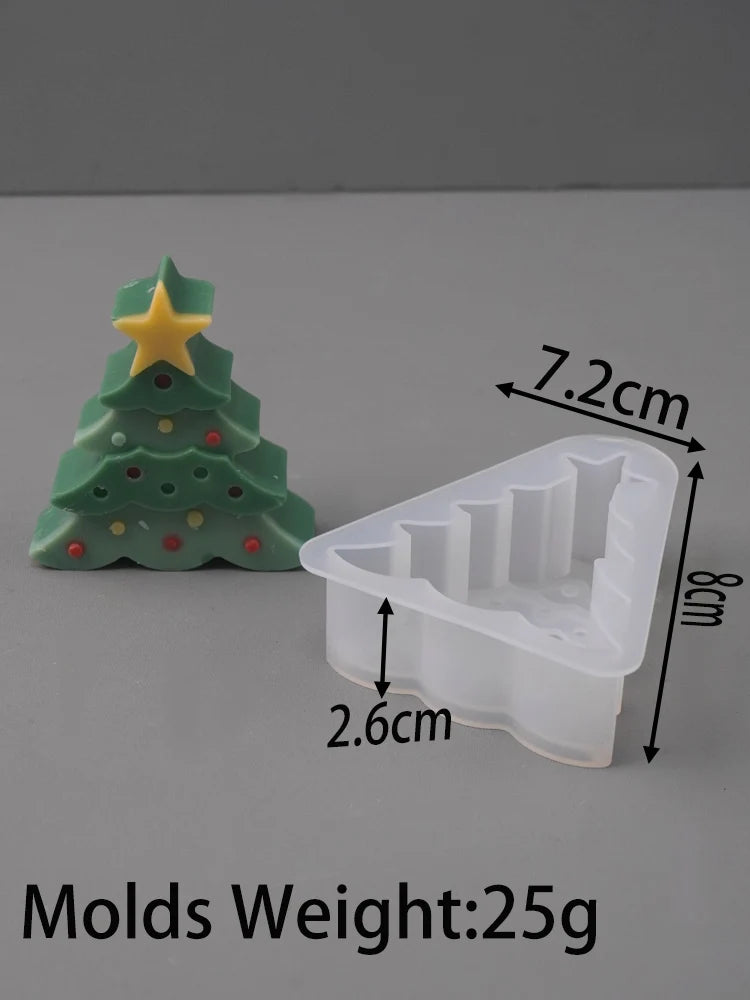 Christmas Tree Snowflake Silicone Candle Mold DIY Xmas Ornaments Making Soap Plaster Resin Casting Molds Home Decor Craft Gifts