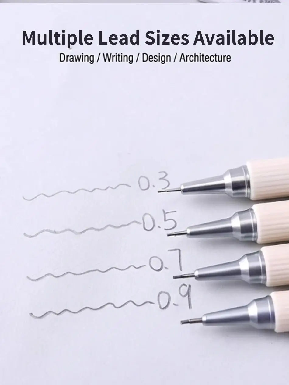 Metal Mechanical Pencil Set, HB — 4 Sizes with 80pc Lead Refills & Case