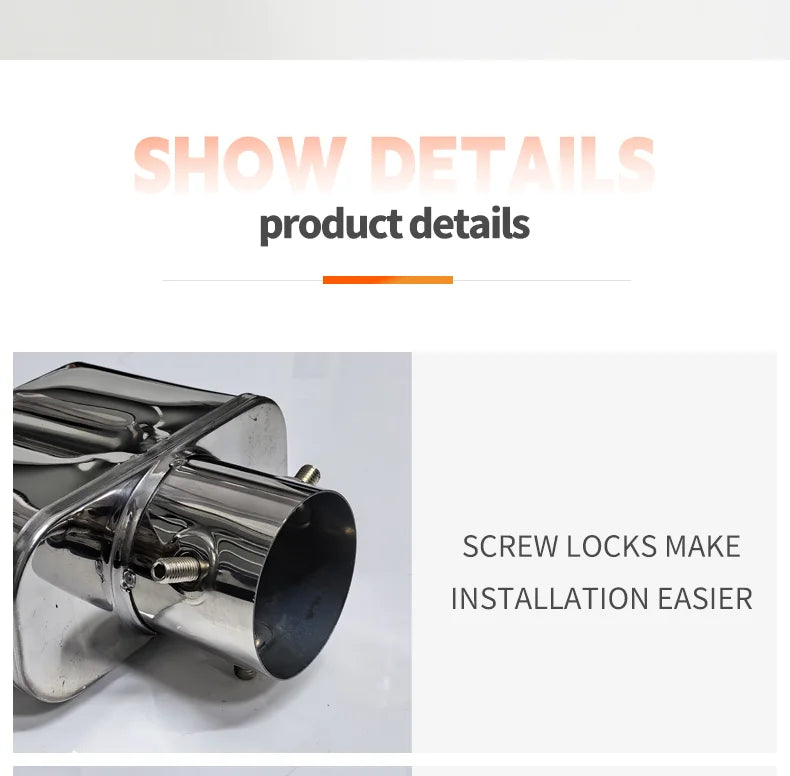Stainless Steel Square Double Outlet Exhaust Tail Pipe Tip | 6.5cm