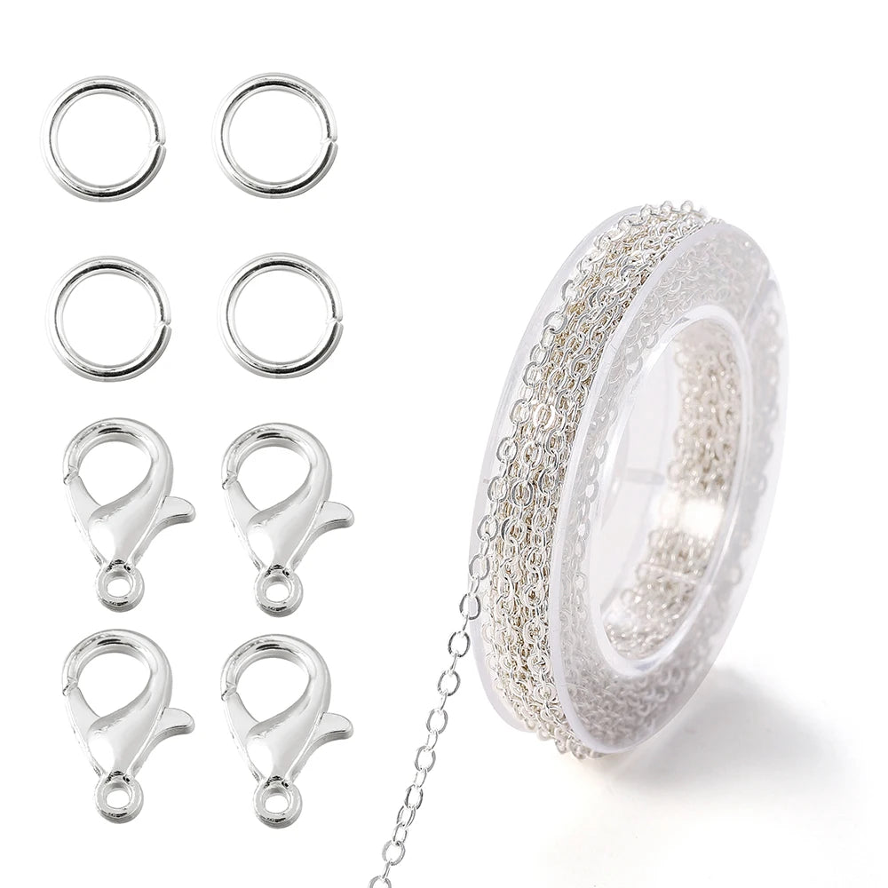 Necklace Chain Kit Iron Links Clasps Jump Rings DIY Jewelry Making