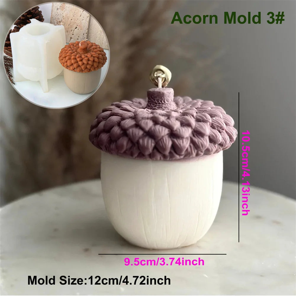 Squirrel & Acorn Candle Mold - Silicone 3D Animal & Nut Molds, 8 Styles