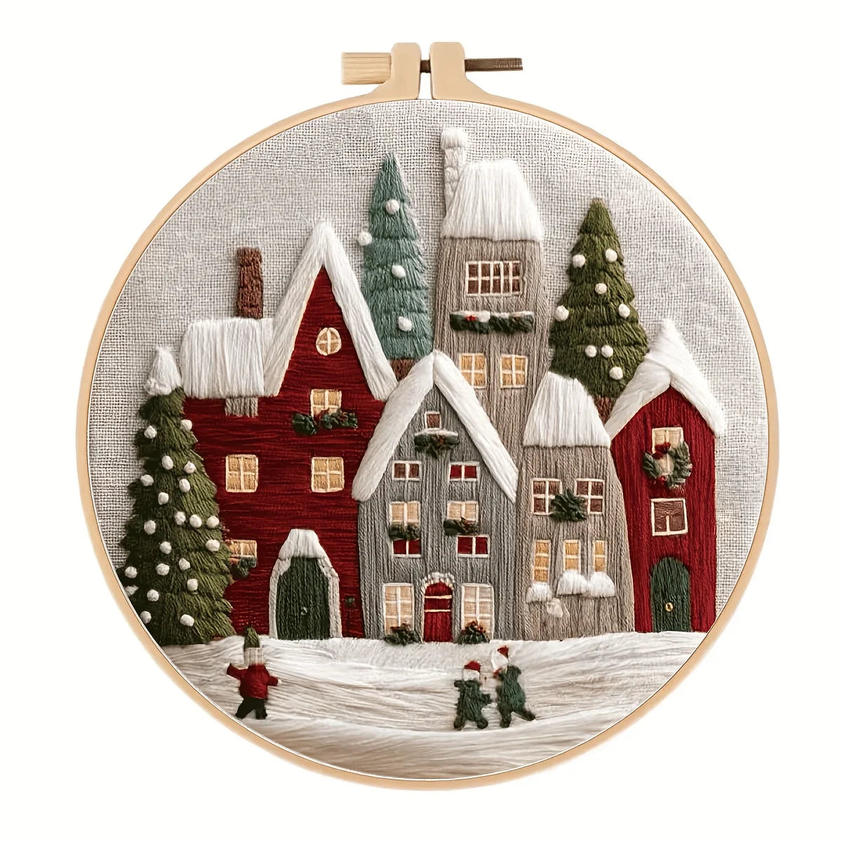 Embroidery Kit Christmas DIY Hoop Art Gnomes Village Ornaments Gift