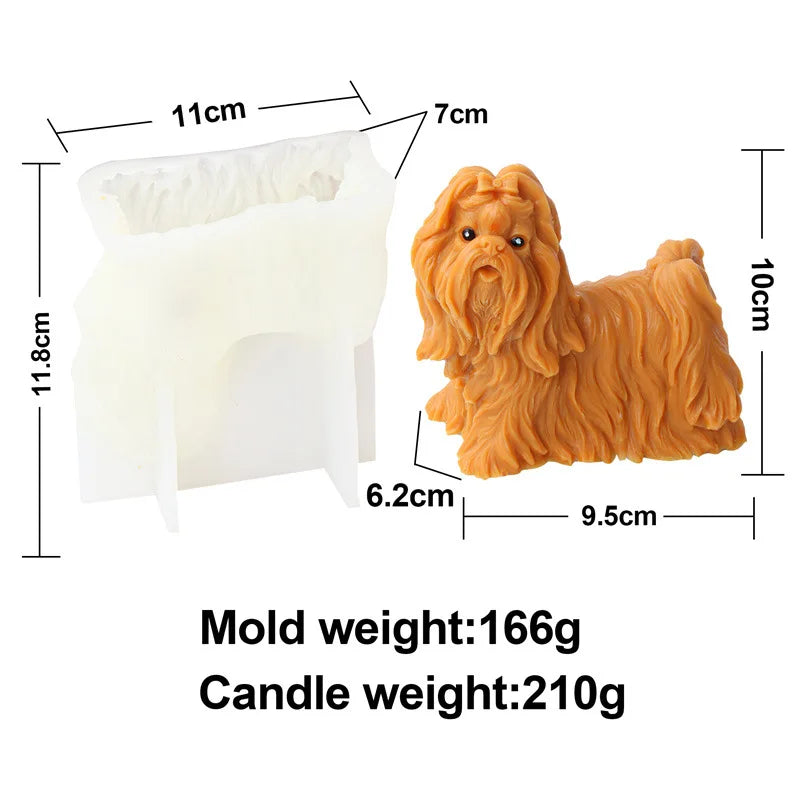 Cartoon Animal Dogs Yorkshire Terrier Silicone Candle Mold Cute Persian cat Soap Resin Plaster Mould Chocolate Cake Molds Gifts