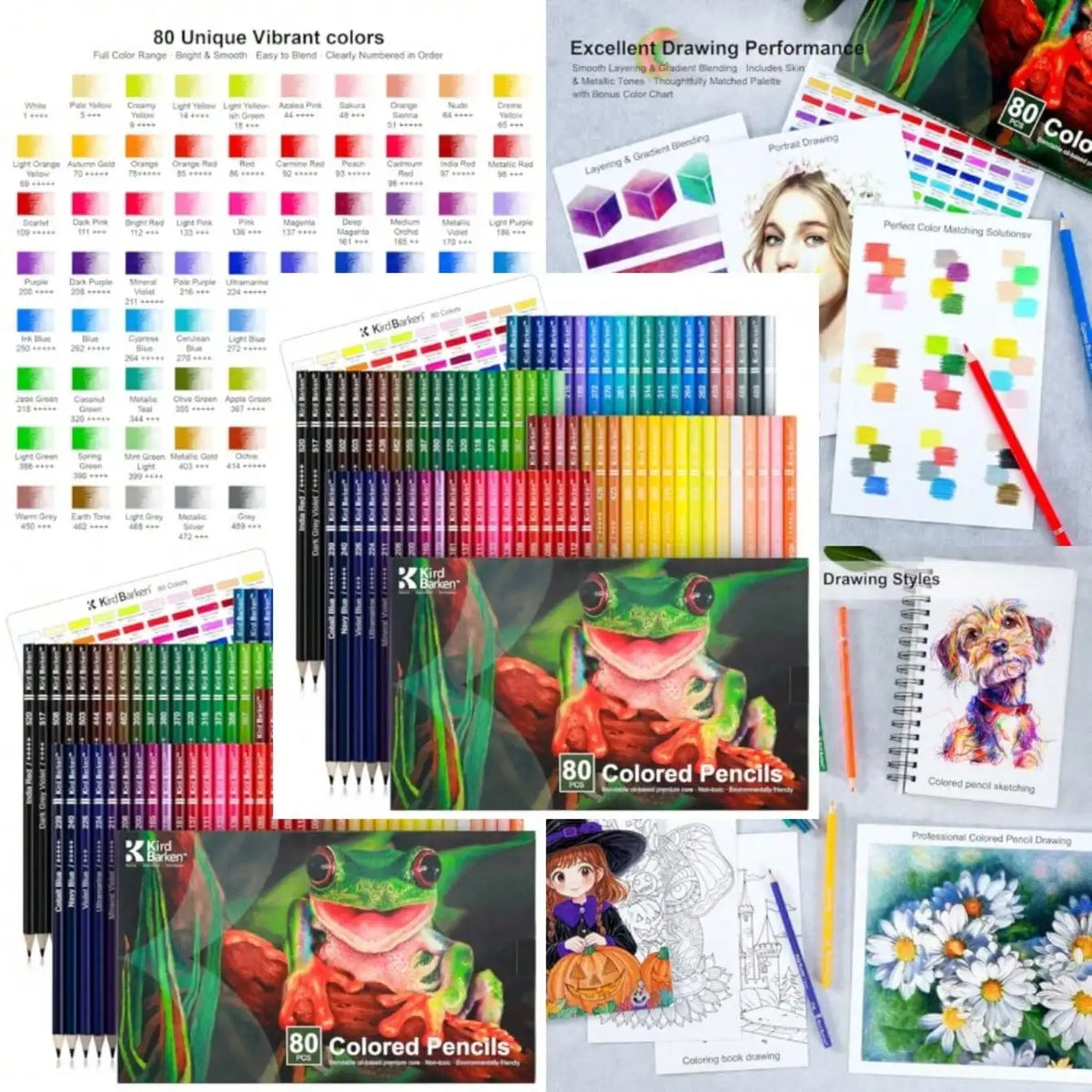 Colored Pencil Set, 80 Oil-Based Soft Core 2B, for Artists & Adult Coloring