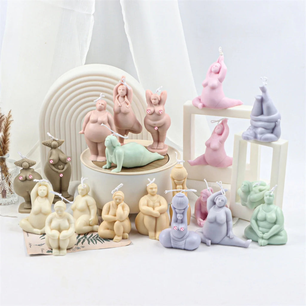 3D Lady Body Candle Mold Yoga Pose Soap Scented Plaster Epoxy Resin Making Mold DIY Home Decoration Handmade Gifts