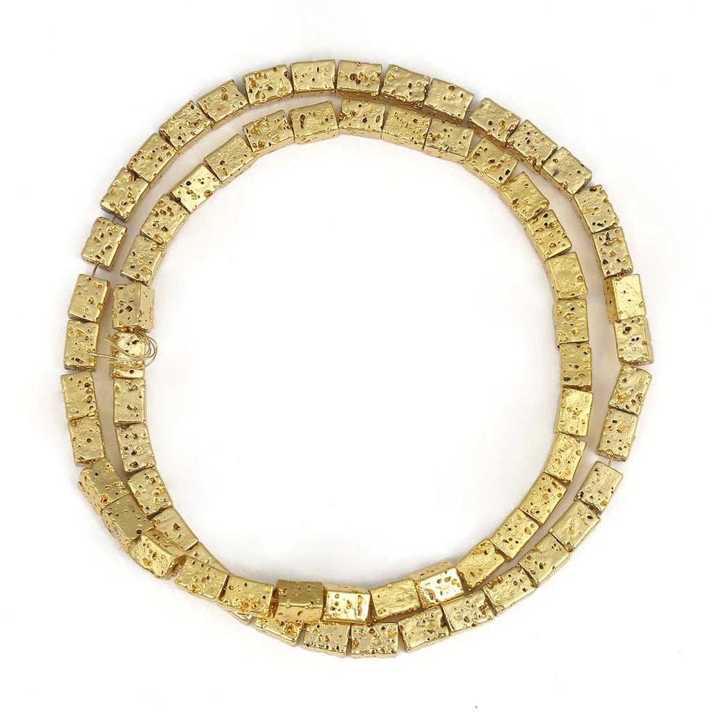 Stone Beads Gold-Tone Lava-Style Round Disc Shapes for DIY Jewelry Making