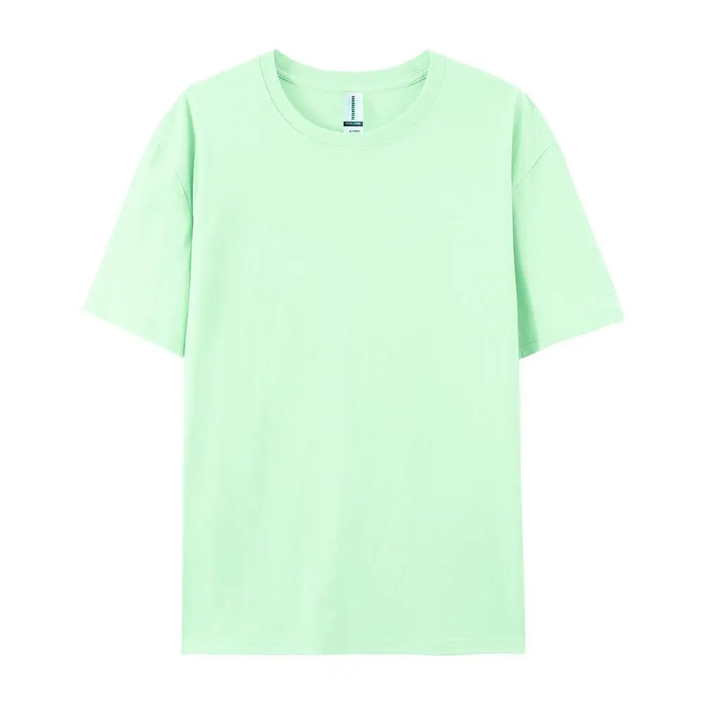 T-Shirt Unisex Solid Color 100% Cotton Loose Fit Short Sleeve Candy Color Tee