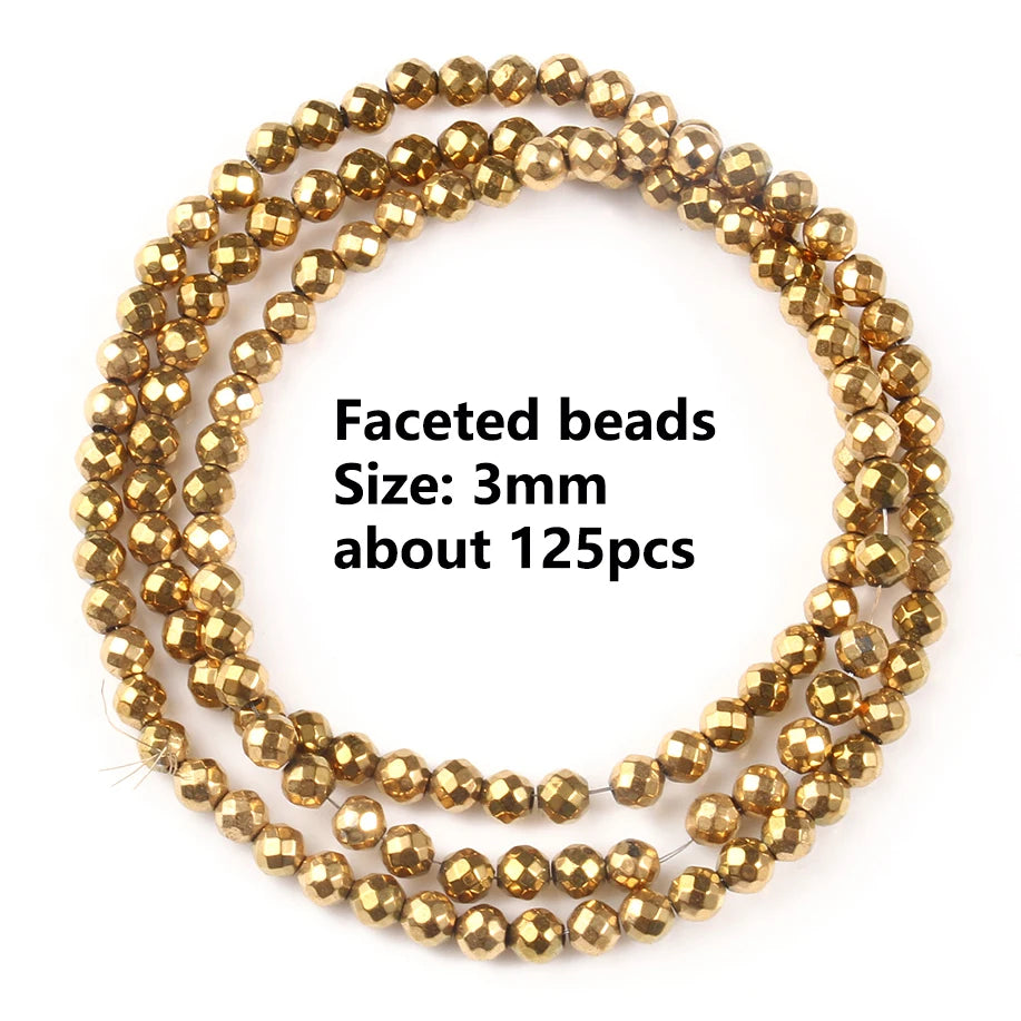 Stone Beads Gold-Tone Hematite-Style Spacer Shapes for DIY Jewelry Making