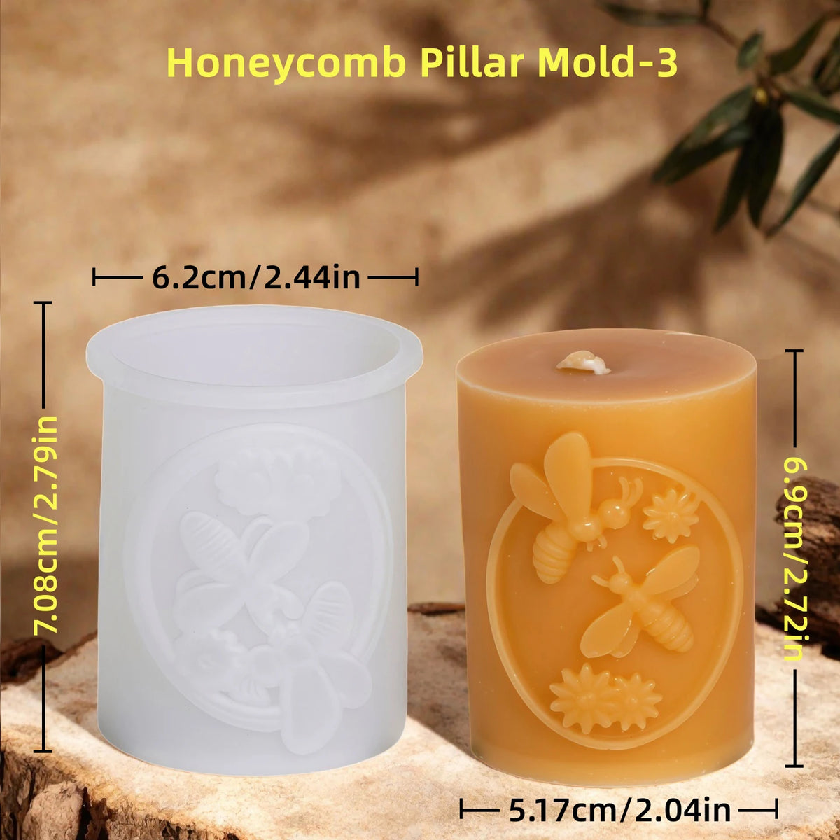 Honeycomb Bee Pillar Candle Mold - Silicone 3D, 6 Styles