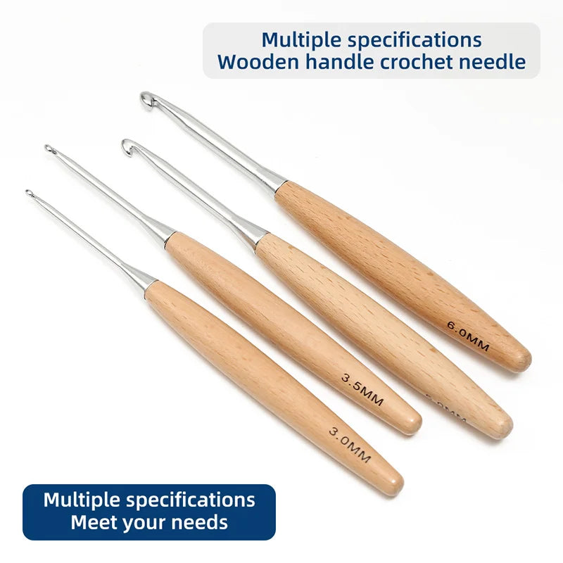 Crochet Hook, Wooden Handle for Handmade Sweaters & Needlecraft Projects