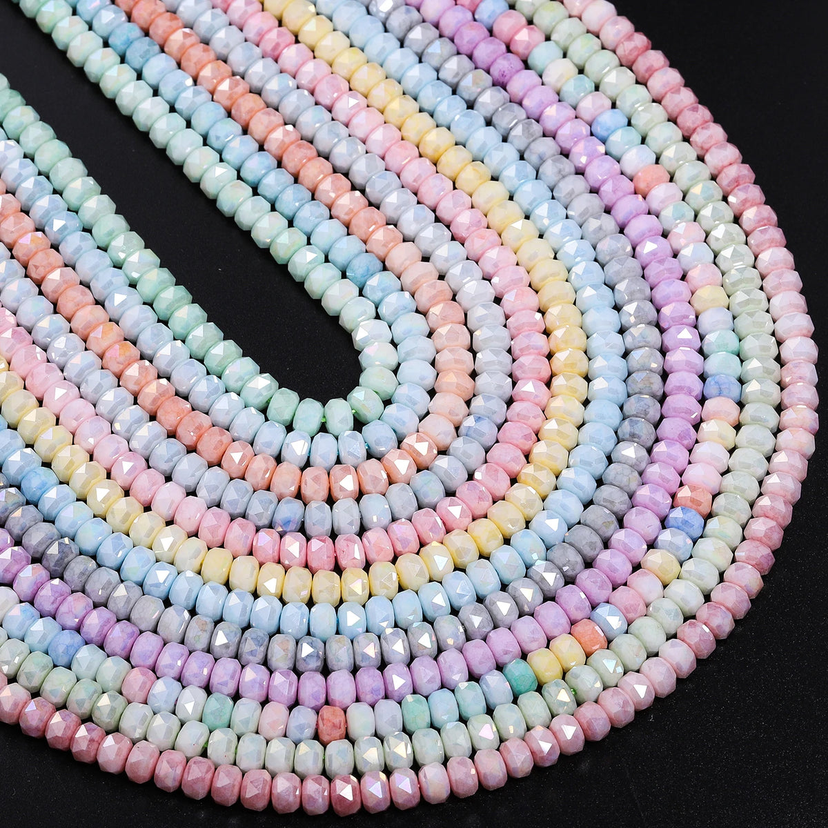 Glass Beads Faceted AB Wheel Flat Cylinder Shapes for DIY Jewelry Making