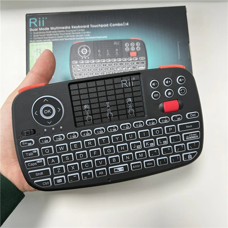 Wireless Keyboard With Touchpad Rii i4 Mini BT 2.4GHz Backlit Mouse Remote Control For Windows Android Smart TV