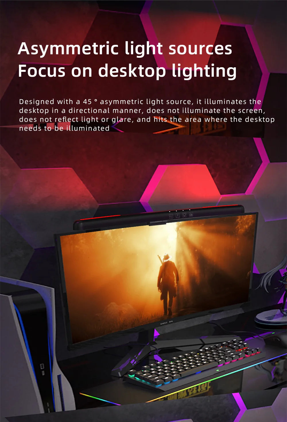USB Stepless Dimming Screen Hanging LED Computer Monitor Light Bar Desk Lamp