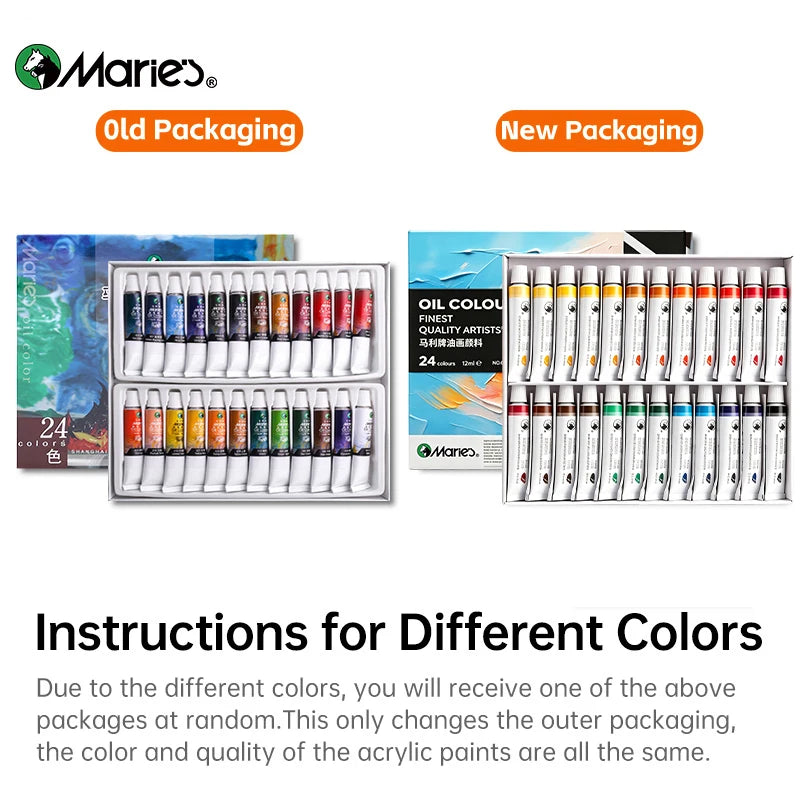 Marie's Oil Paint Set — 24 Colors, 7 Brushes, 12ml Tubes (31 Piece)