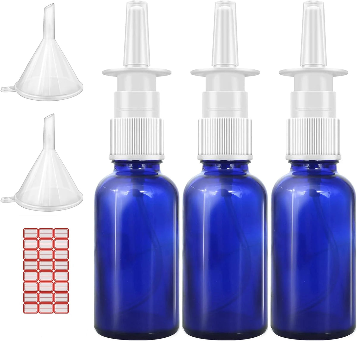 Nasal Spray Bottle Empty Blue Glass Refillable Pump Atomizer