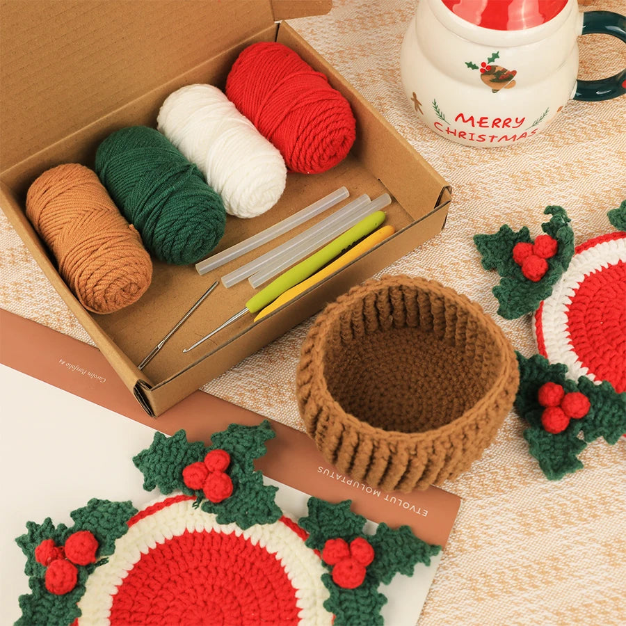 Crochet Kit for Handmade Baskets, Coasters & Beginner Home Decor Projects