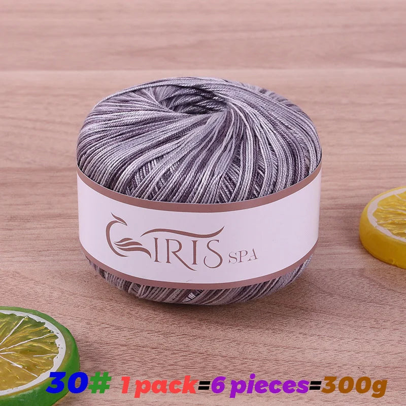 Yarn, Fine Lace with Gradient Colors for Crochet Shawls & Summer Knitwear