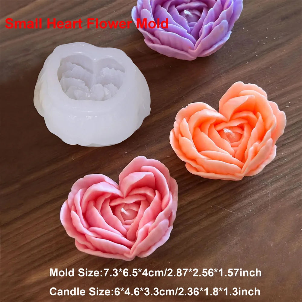 Rose & Peony Candle Mold - Silicone 3D Flower, 12 Styles