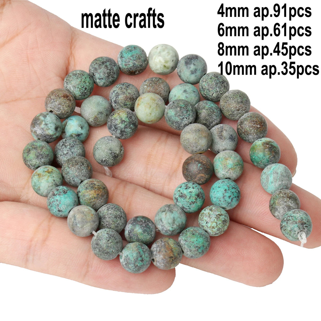 Stone Beads African Turquoise-Style Matte Round Irregular Geometric Craft Beads
