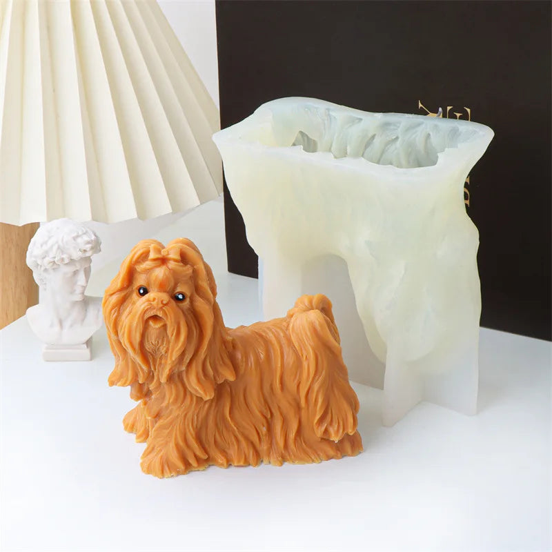 Cartoon Animal Dogs Yorkshire Terrier Silicone Candle Mold Cute Persian cat Soap Resin Plaster Mould Chocolate Cake Molds Gifts