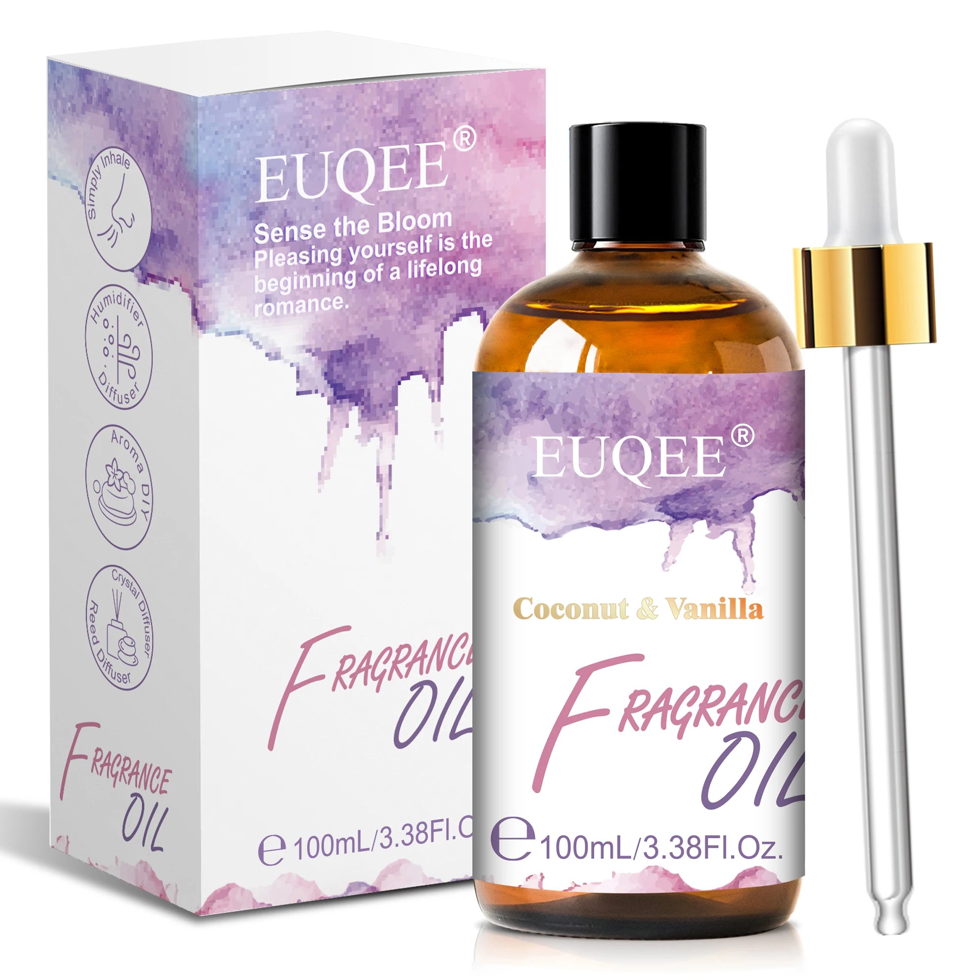 EUQEE 100ml Premium Fragrance Oil Coconut Vanilla White Musk Freesia Aroma Fragrance Oils For Diffuser Humidifier Candle Making