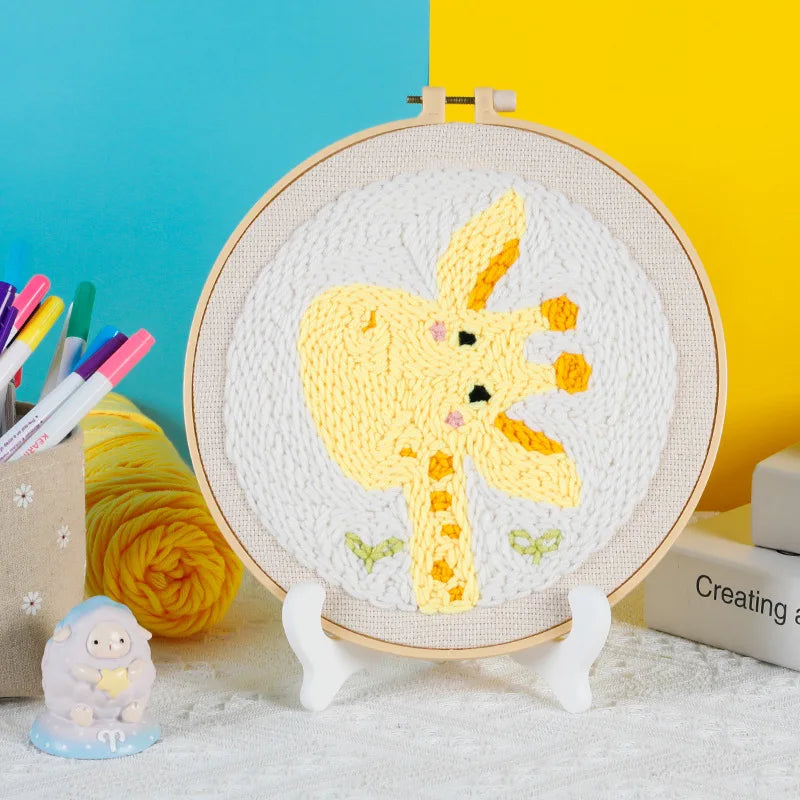 Punch Needle Kit, Christmas Animal Designs for Beginner Embroidery & Gifts