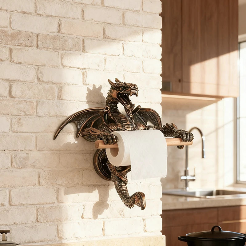 Retro Dragon Shaped Tissue Holder Bathroom Toilet Paper Holder Creative Dragon Ornament