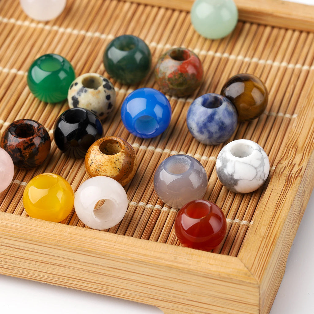 Stone Beads Large-Hole Agate Tiger Eye Jade Styles for DIY Jewelry Making