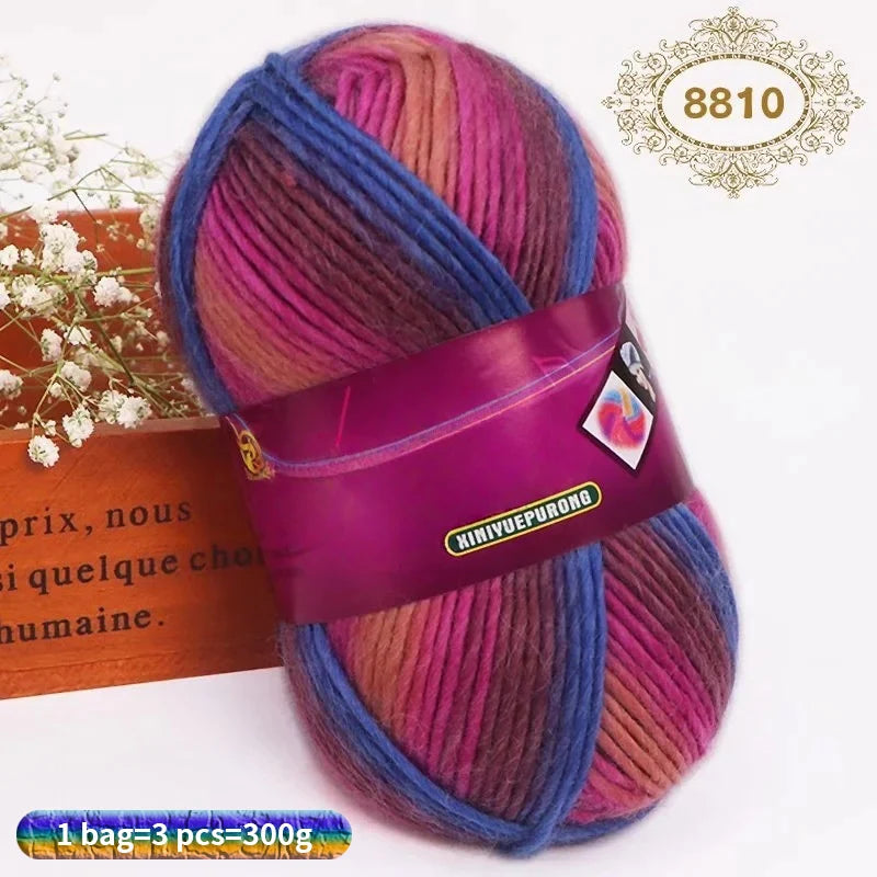 Yarn, Gradient Wool-Style Strands for Knitting Shawls, Hats & Craft Projects