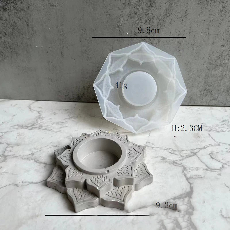 3D Lotus Silicone Mold — Candlestick, Planter & Storage Box, Resin & Cement