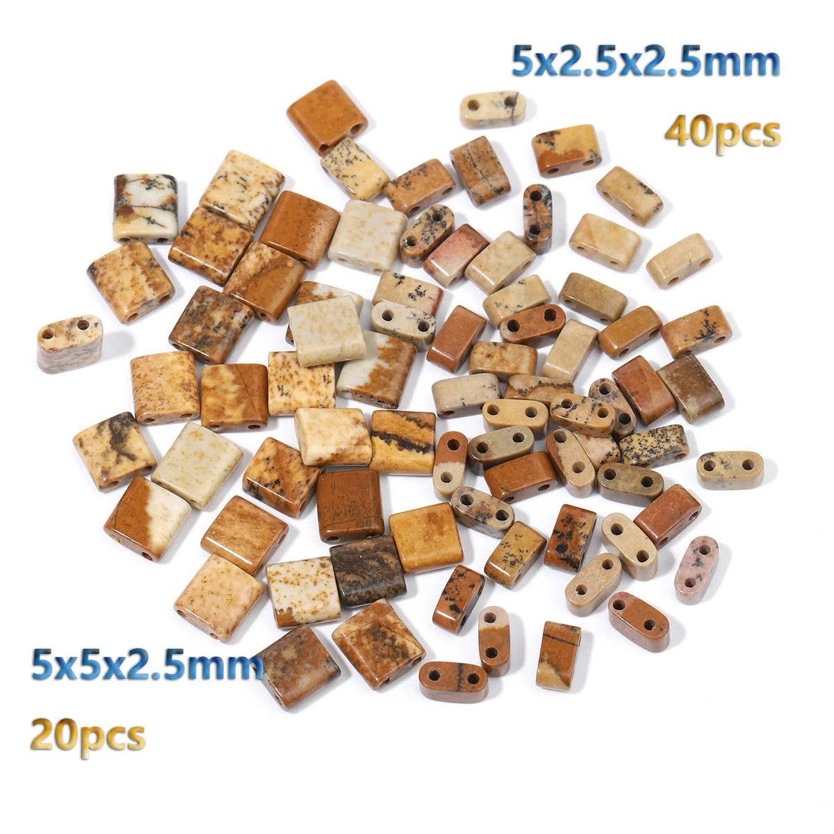 Stone Beads Rectangle Two-Hole Tiger Eye Jasper Styles for DIY Jewelry Making