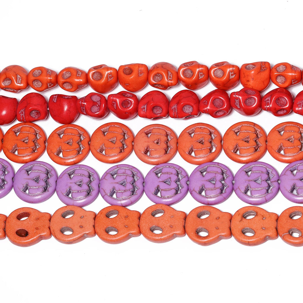 Stone Beads Halloween Pumpkin Skull Howlite Styles for DIY Jewelry Making