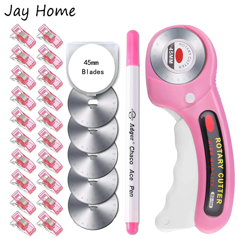 Rotary Cutter Set with Replacement Blades, Sewing Clips & Fabric Marker