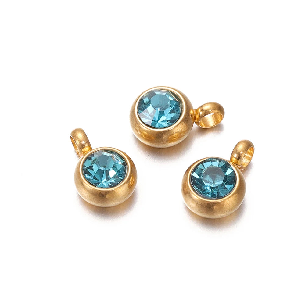Earring Components Stainless Steel Birthstone Necklace Pendant Craft Supplies