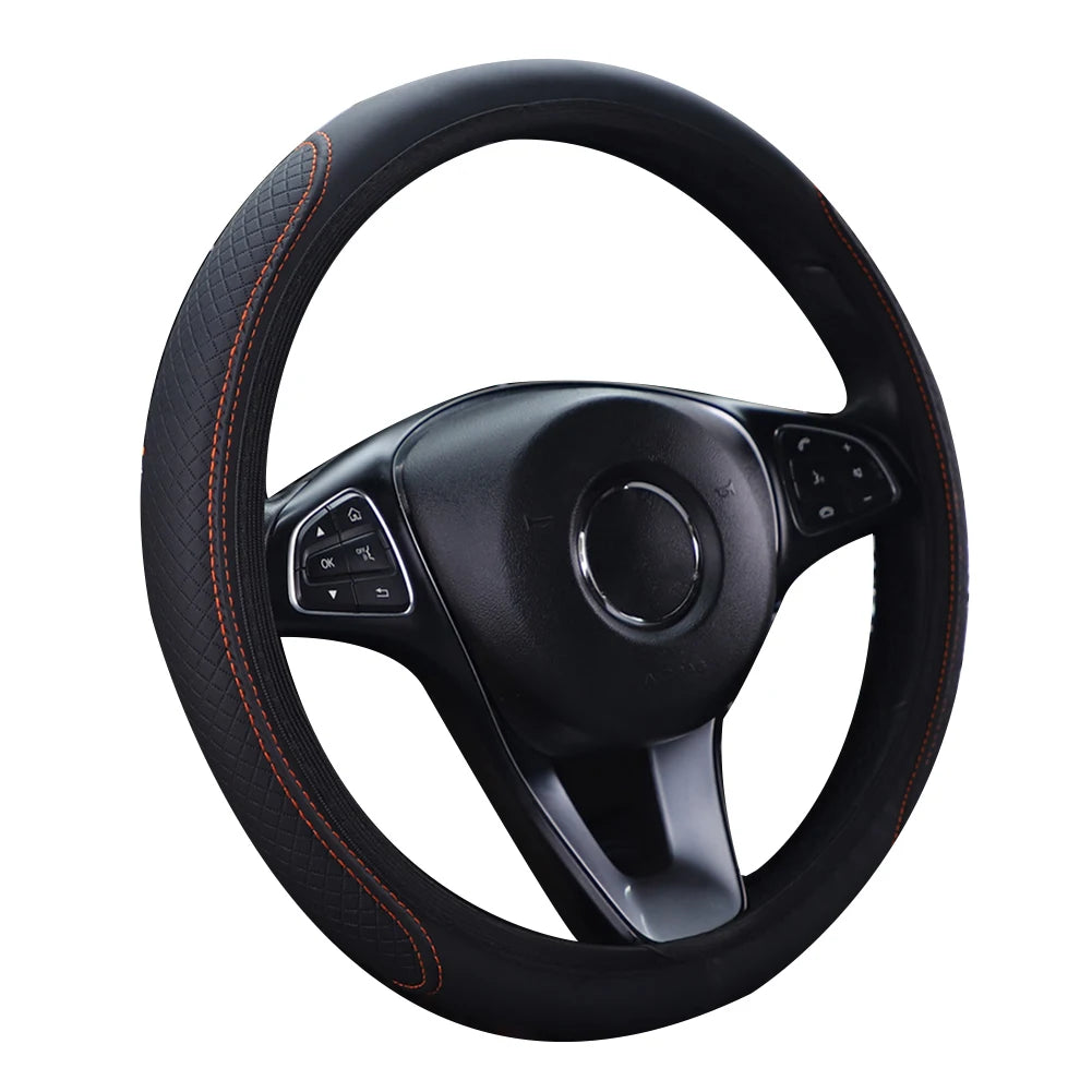 Steering Wheel Cover Breathable Leather Steering Wheel Cover Anti-Slip Comfort