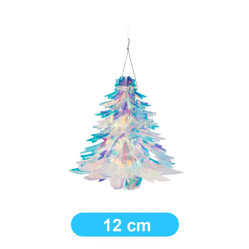 Christmas Iridescent Honeycomb Ball Hanging Ornaments Paper Fan Snowflake Garlands Iridescent Balls for Wedding Birthday Xmas