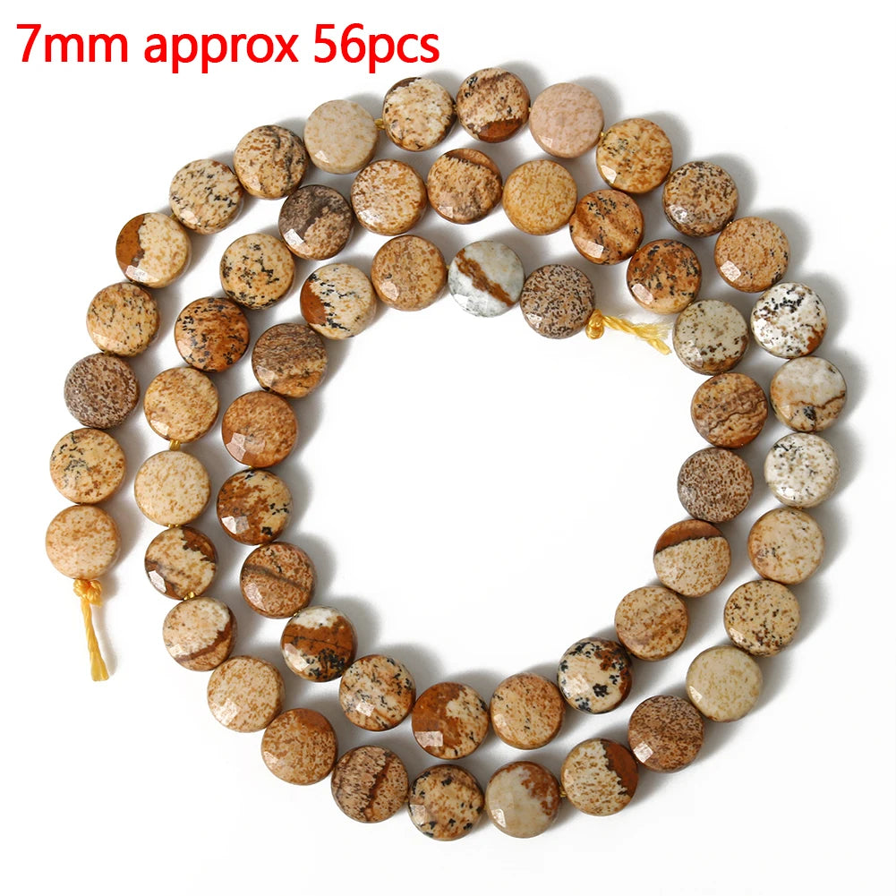 Stone Beads Picture Jasper-Style Round Tube Rondelle for DIY Jewelry Making