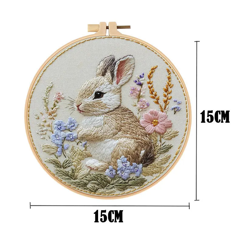 Embroidery Kit, Easter Bunny & Flower Wreath Designs for Handmade Crafts