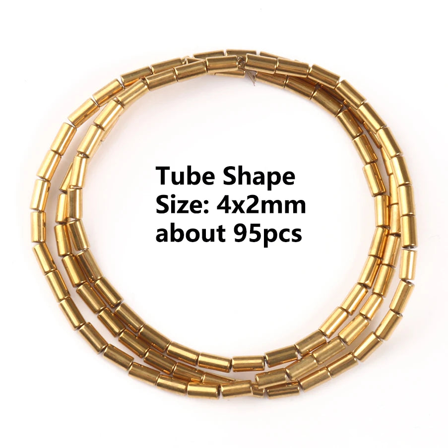 Stone Beads Gold-Tone Hematite-Style Spacer Shapes for DIY Jewelry Making