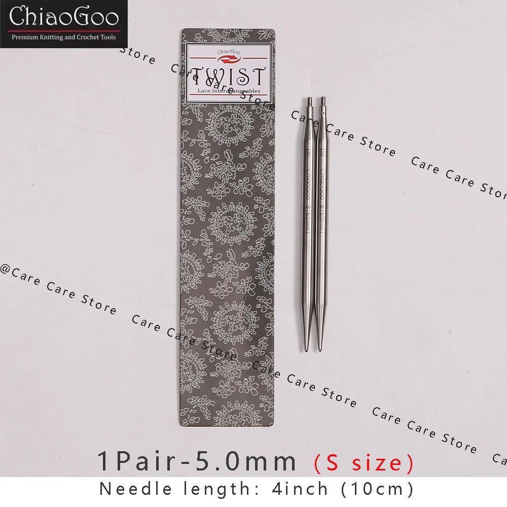 Knitting Needle Tips, ChiaoGoo TWIST Stainless Steel Interchangeable Pair