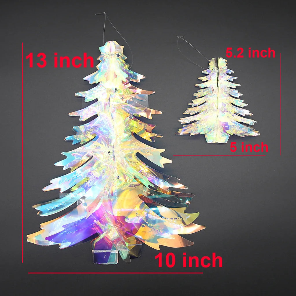 Christmas Iridescent Honeycomb Ball Hanging Ornaments Paper Fan Snowflake Garlands Iridescent Balls for Wedding Birthday Xmas