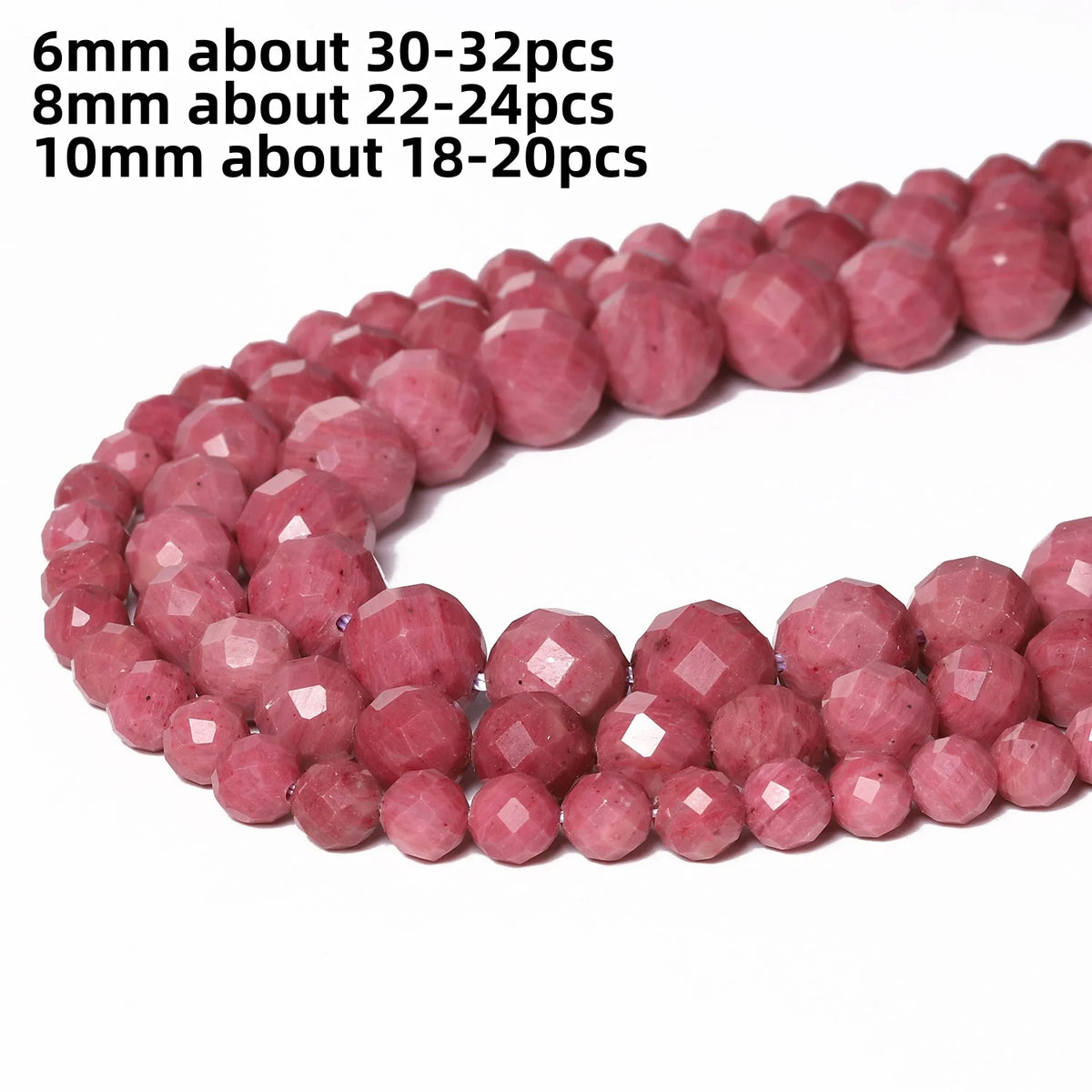 Stone Beads Faceted Round Red Rhodonite-Style for DIY Jewelry Making Craft Beads