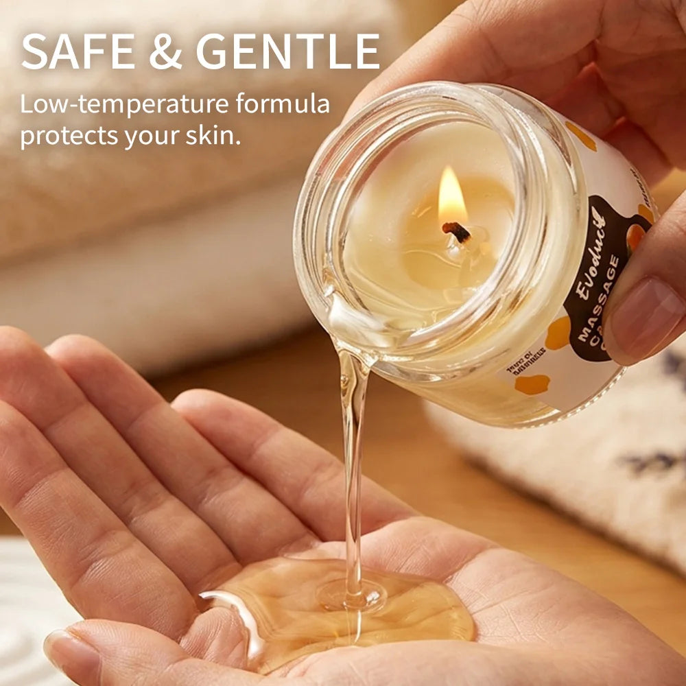 Massage Oil Candle Sweet Orange Soy Wax Low Temp Melt Pour Deep Skin Moisturizing Care Relaxing Spa Bath Couples Gifts Christmas
