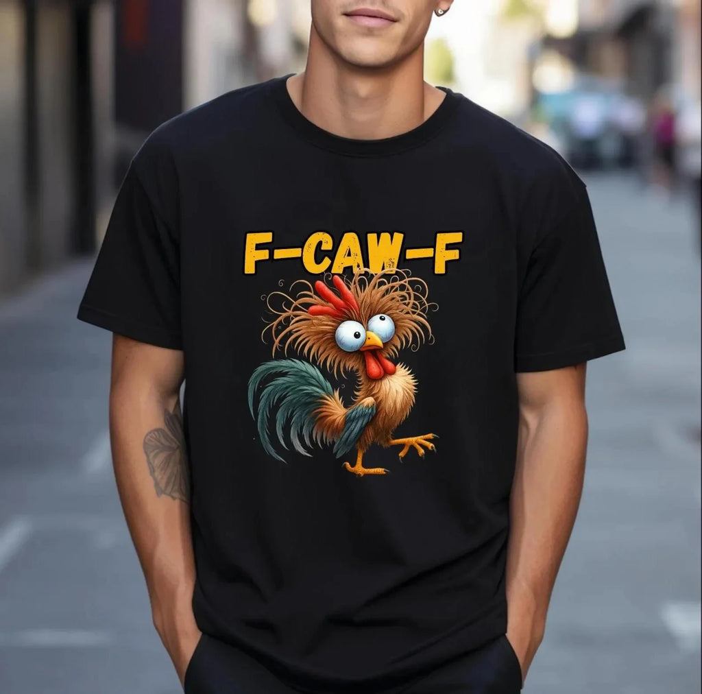 T-Shirt Unisex F-CAW-F Funny Rooster Meme Graphic Tee Humorous Novelty Shirt