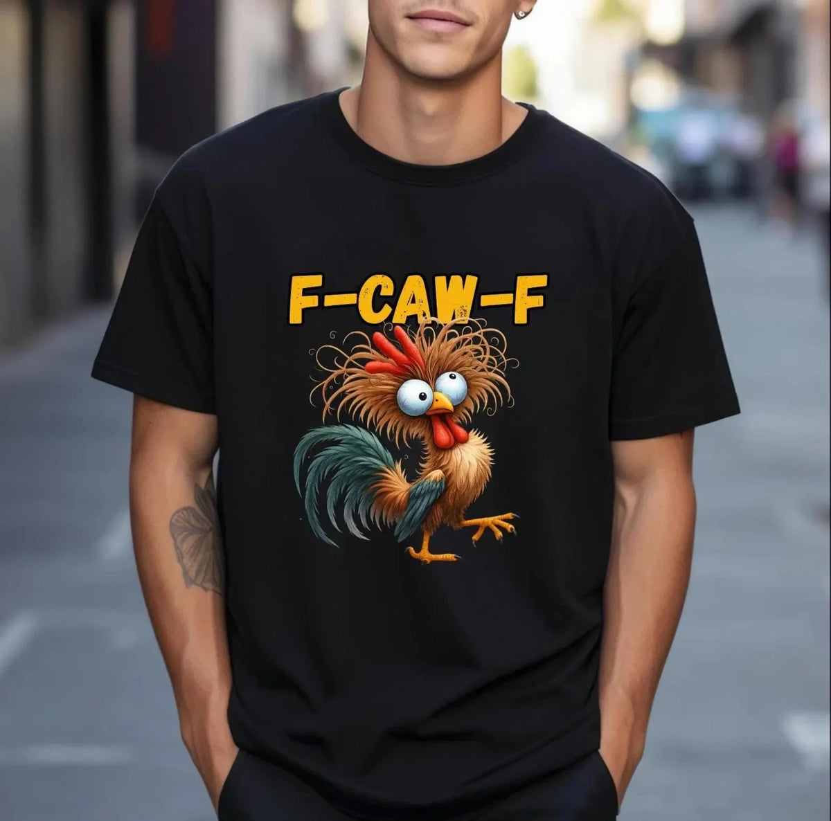 T-Shirt Unisex F-CAW-F Funny Rooster Meme Graphic Tee Humorous Novelty Shirt