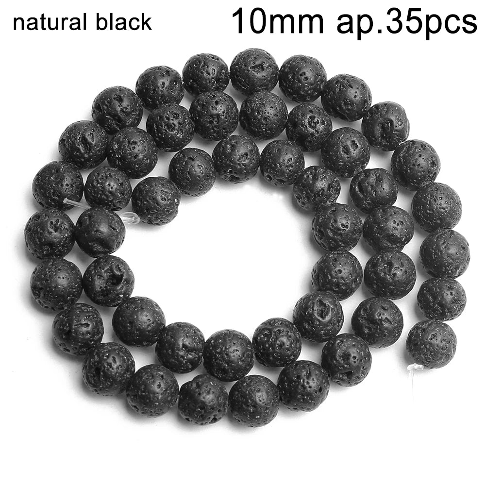 Stone Beads Black Volcanic Lava Spacer Waist Bracelets Necklace Craft Beads