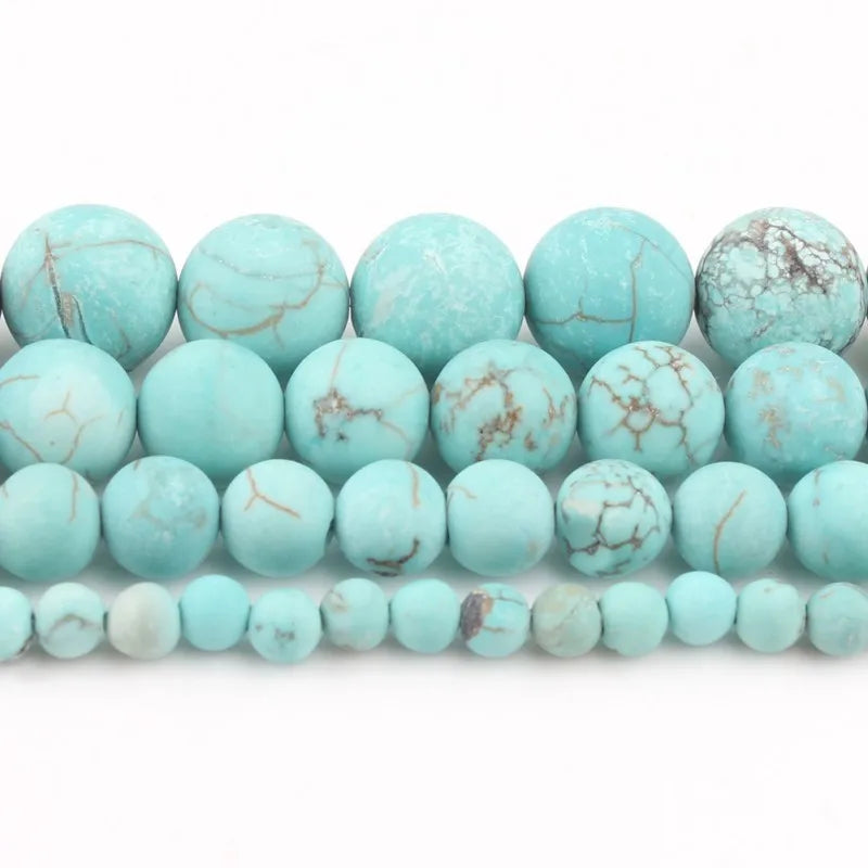 Stone Beads Matte Round Turquoise Jasper Quartz Styles for DIY Jewelry Making